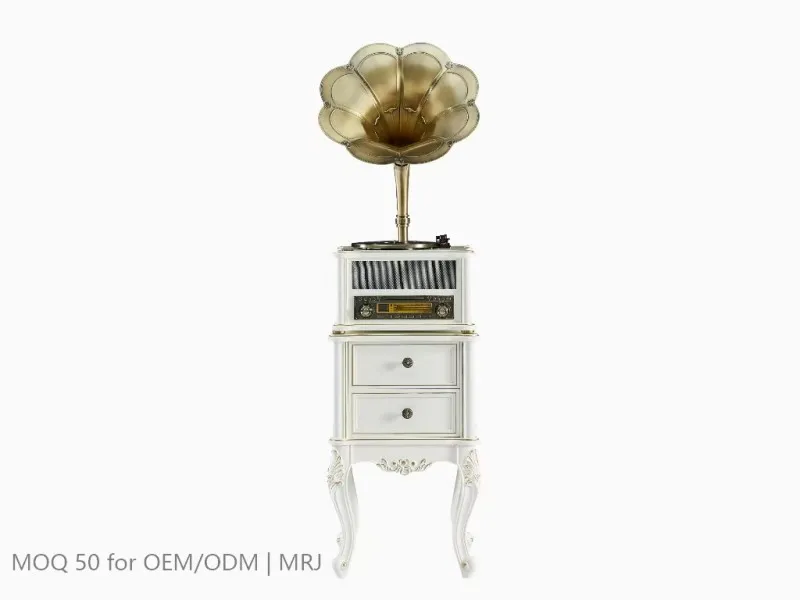 White Gold Inlay Front View Wood Frame Hardware